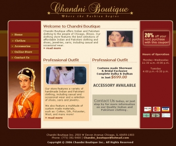 Chandni Boutique,Cheap Website Design, Website Designing, Designers, 5 Page Website, HTML Website, Website Template, Template Designing, One End Solution, Logo Design