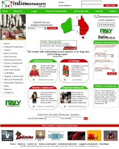 Italian Restaurants Australia,Cheap Website Design, Website Designing, Designers, 5 Page Website, HTML Website, Website Template, Template Designing, One End Solution, Logo Design