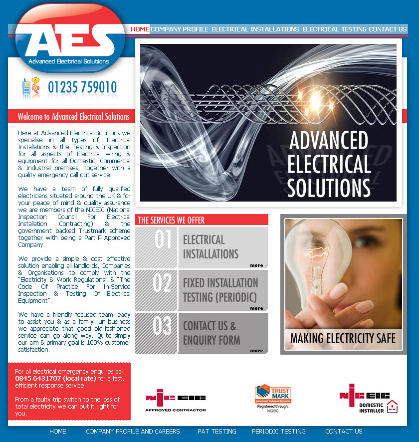 Advanced Electrical Solutions,CMS Website, Database Website, Admin Driven Website, News System