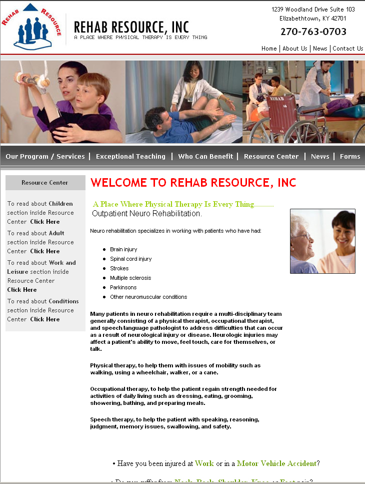 Rehab Resource Inc,CMS Website, Database Website, Admin Driven Website, News System