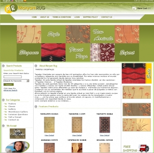 Maryam Rug,Online Shopping Cart, Customized Shopping System, Cheap Shopping Solution, FedEx Process, USPS Process, PayPal IPN, Autorize.Net, Cybersource Solution,