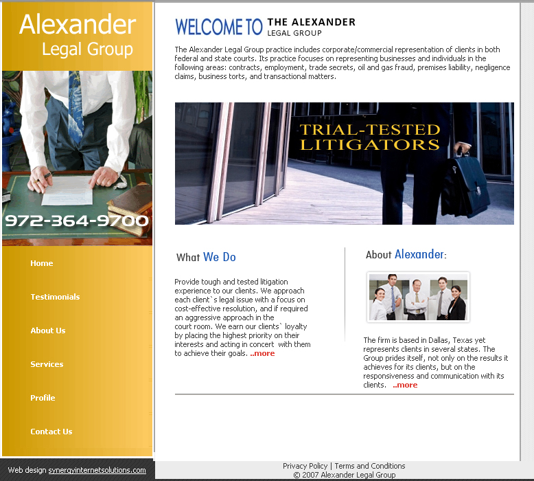 Alexander Legal Group,CMS Website, Database Website, Admin Driven Website, News System, Customize System, Open Source, Joomla, Word Press, Nuke Content Management System, News Management System, Products Management System, Categories Management System, Photo Gallery, Testimonial Management system, Portfolio Management system, Poll management system, Admin Configuration