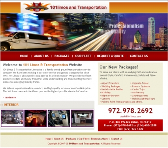 101 Limos & Transportation,Cheap Website Design, Website Designing, Designers, 5 Page Website, HTML Website, Website Template, Template Designing, One End Solution, Logo Design