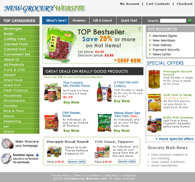New grocery Website,Online Shopping Cart, Customized Shopping System, Cheap Shopping Solution, FedEx Process, USPS Process, PayPal IPN, Autorize.Net, Cybersource Solution,